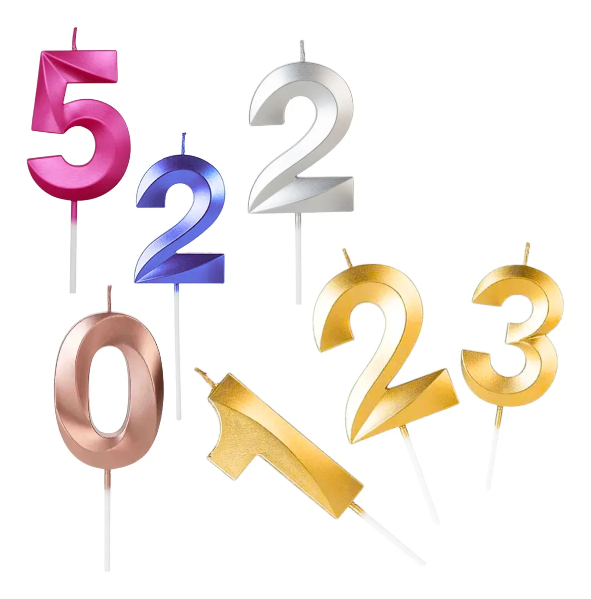 Vela Aniversario Numero Bolo Perolizada Festas Varias Cores