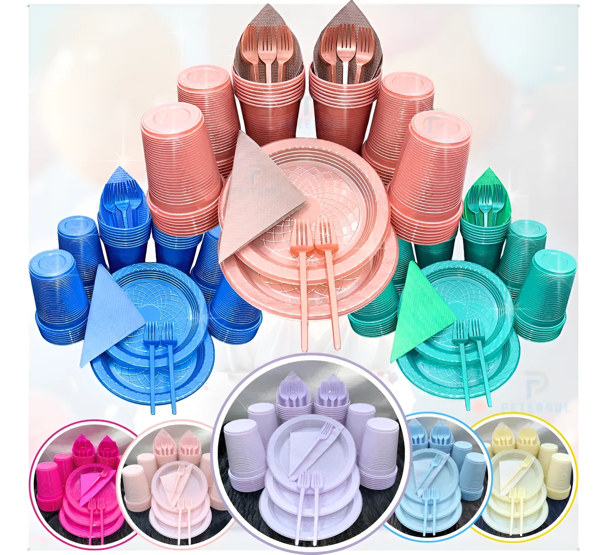 Kit 200 Itens Festa Aniversario Completo Descartavel Redondo