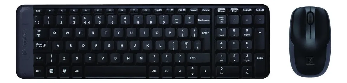 Kit de teclado e mouse sem fio Logitech MK220 Inglês de cor preto