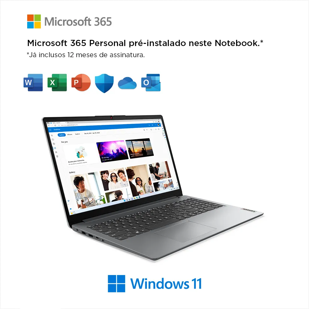 Notebook Lenovo Ideapad 1i Celeron Office 365 4gb 128gb W11