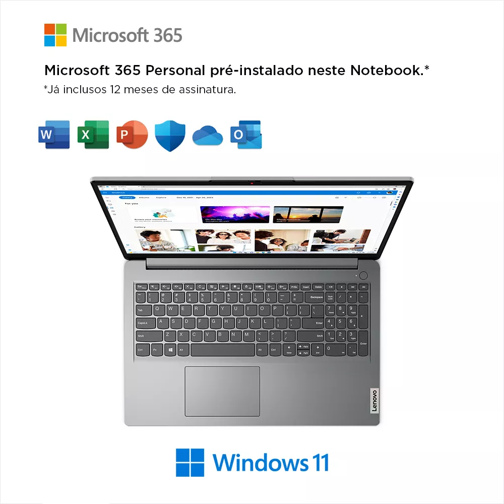Notebook Lenovo Ideapad 1i Celeron Office 365 4gb 128gb W11