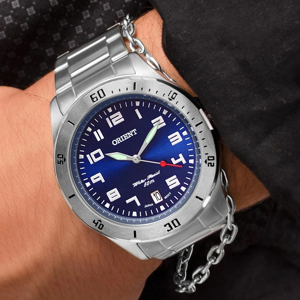 RELOGIO ORIENT MASCULINO ANALOGICO PRATEADO MBSS1155A D2SX