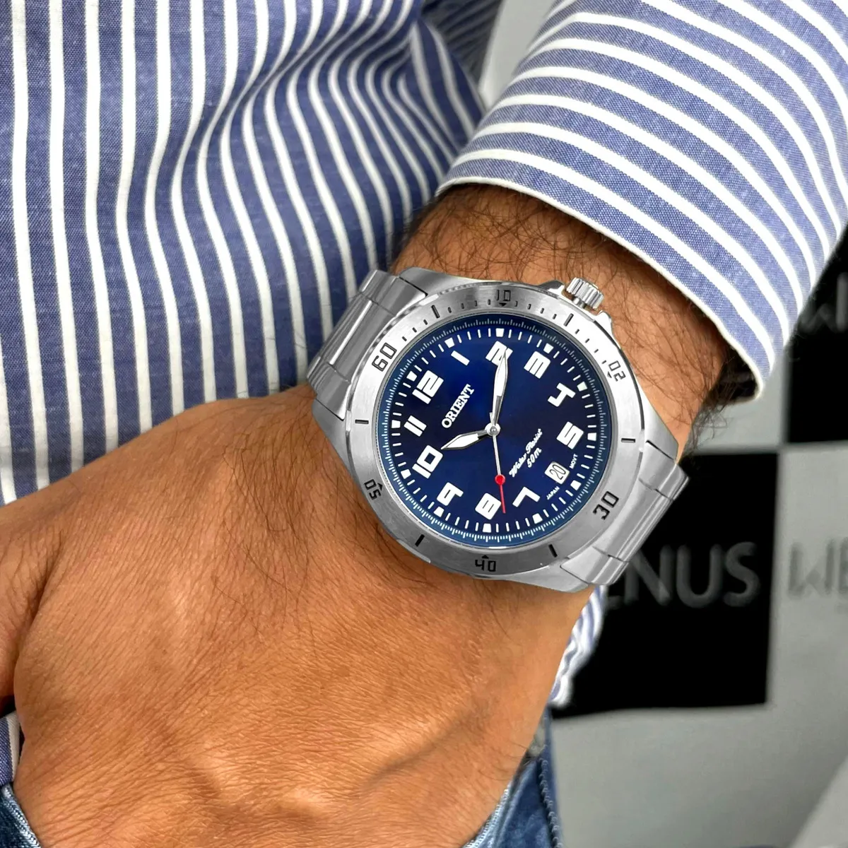 RELOGIO ORIENT MASCULINO ANALOGICO PRATEADO MBSS1155A D2SX