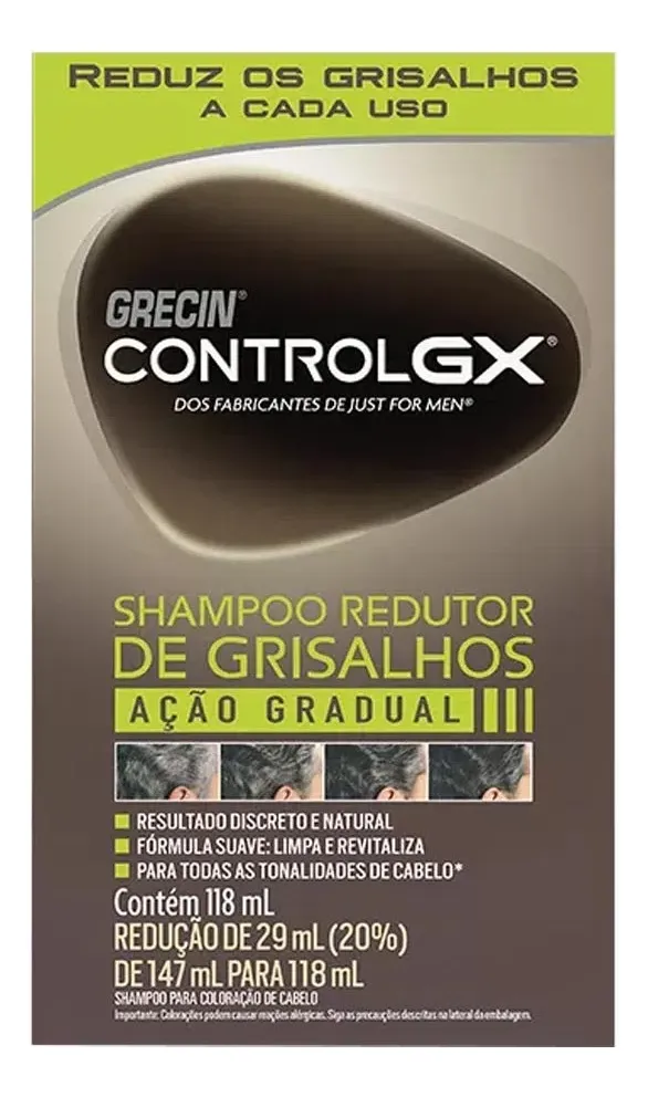 Shampoo Redutor de Grisalhos Grecin Control GX Para Todas os Tons Cabelo 118ml