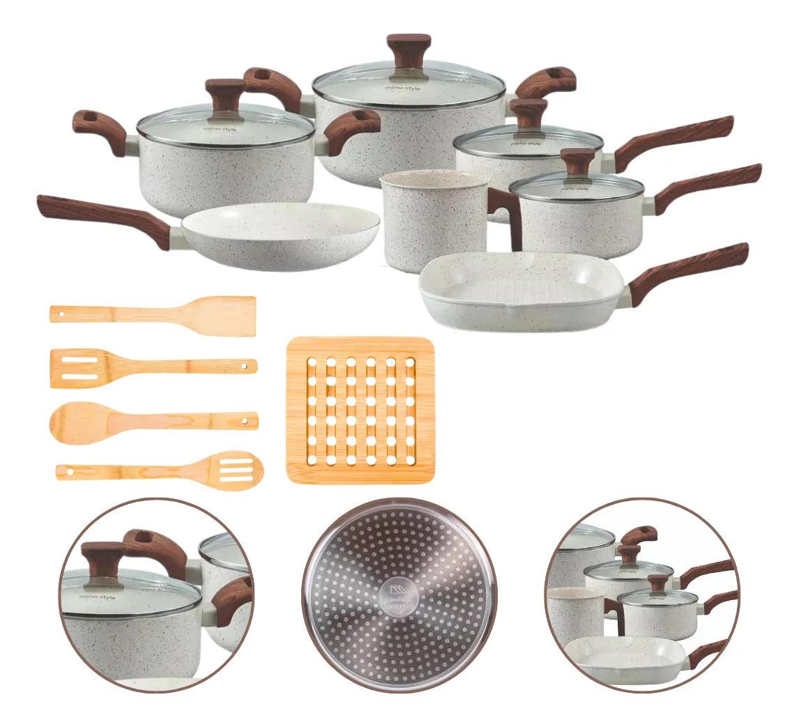 Jogo De Panelas Indução Mimo Cerâmica 12 Peças Mármol 