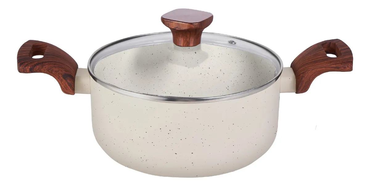 Jogo De Panelas Indução Mimo Style Cerâmica 10 Peças Cor Mármore